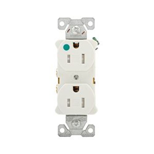 Main product image of Arrow Hart Heavy-Duty Duplex Receptacle, #14-10 Awg 15A, Healthcare 125V, Pvc Body, Duplex, TR8200W