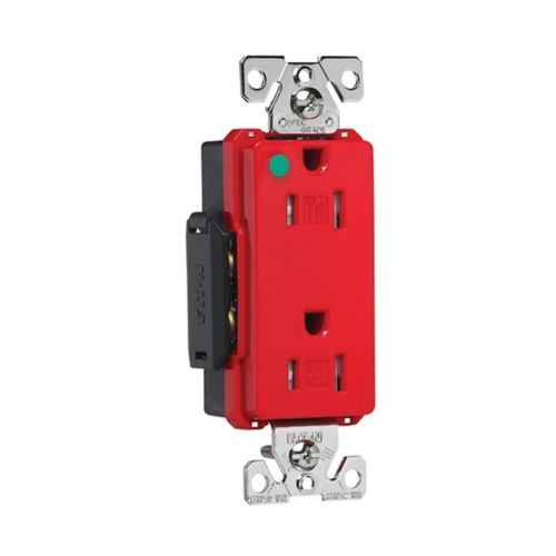 Main product image of Arrow Hart Duplex Receptacle, #14-10 Awg 15A, Healthcare 125V, Red, Pvc Body, Duplex, TR8262RD