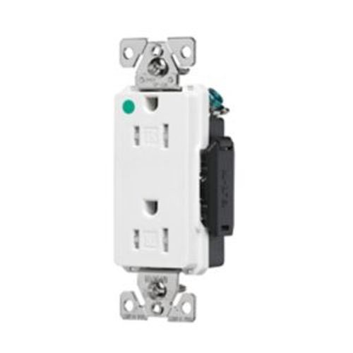 Main product image of Arrow Hart Duplex Receptacle, #14-10 Awg 15A, Healthcare 125V, Pvc Body, Duplex, TR8262W