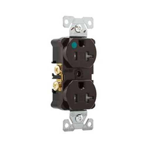Main product image of Arrow Hart Heavy-Duty Duplex Receptacle, #14-10 Awg 20A, 125V, Brown, Pvc Body, 5-20R, Duplex, TR8300B