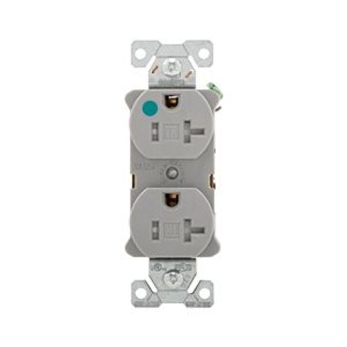 Main product image of Arrow Hart Heavy-Duty Duplex Receptacle, #14-10 Awg 20A, 125V, Gray, Pvc Body, 5-20R, Duplex, TR8300GY