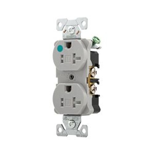 Main product image of Arrow Hart Heavy-Duty Duplex Receptacle, #14-10 Awg 20A, 125V, Gray, Pvc Body, 5-20R, Duplex, TR8300GY