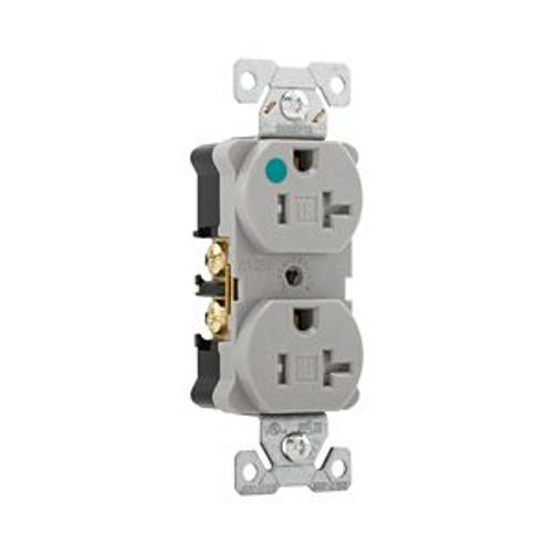 Main product image of Arrow Hart Heavy-Duty Duplex Receptacle, #14-10 Awg 20A, 125V, Gray, Pvc Body, 5-20R, Duplex, TR8300GY