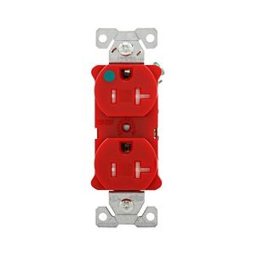 Main product image of Arrow Hart Heavy-Duty Duplex Receptacle, #14-10 Awg 20A, 125V, Red, Pvc Body, 5-20R, Duplex, TR8300RD