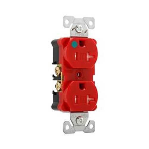 Main product image of Arrow Hart Heavy-Duty Duplex Receptacle, #14-10 Awg 20A, 125V, Red, Pvc Body, 5-20R, Duplex, TR8300RD