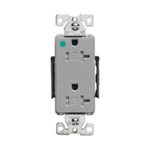 Main product image of Arrow Hart Duplex Receptacle, #14-10 Awg 20A, Healthcare 125V, Gray, Pvc Body, 5-20R, Duplex, TR8362GY