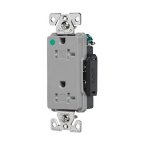 Main product image of Arrow Hart Duplex Receptacle, #14-10 Awg 20A, Healthcare 125V, Gray, Pvc Body, 5-20R, Duplex, TR8362GY