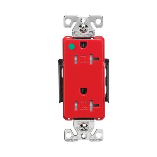 Main product image of Arrow Hart Duplex Receptacle, #14-10 Awg 20A, Healthcare 125V, Red, Pvc Body, 5-20R, Duplex, TR8362RD