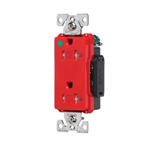 Main product image of Arrow Hart Duplex Receptacle, #14-10 Awg 20A, Healthcare 125V, Red, Pvc Body, 5-20R, Duplex, TR8362RD