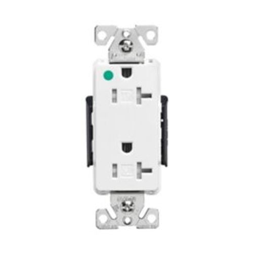 Main product image of Arrow Hart Duplex Receptacle, #14-10 Awg 20A, Healthcare 125V, Pvc Body, 5-20R, Duplex, TR8362W
