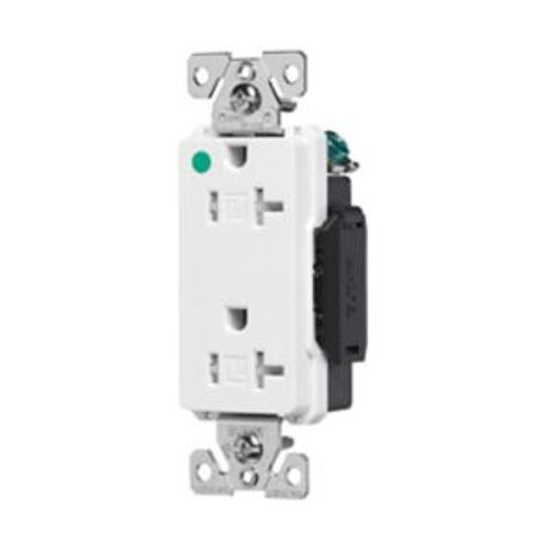 Main product image of Arrow Hart Duplex Receptacle, #14-10 Awg 20A, Healthcare 125V, Pvc Body, 5-20R, Duplex, TR8362W