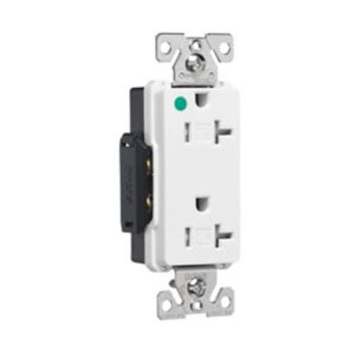 Main product image of Arrow Hart Duplex Receptacle, #14-10 Awg 20A, Healthcare 125V, Pvc Body, 5-20R, Duplex, TR8362W