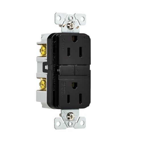 Main product image of Slim Afci Receptacle, Visual Trip Indicator Light, 15A, 125 V, Afci, Black, Pvc, 2-Pole 3-Wire, TRAF15BK