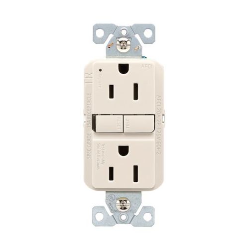 Main product image of Slim Afci Receptacle, Visual Trip Indicator Light, 15A, 125V, Afci, Light Almond, Pvc, 2-Pole, TRAF15LA