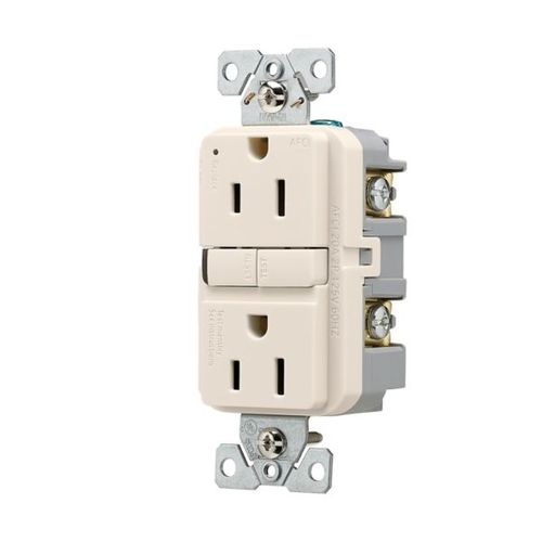 Main product image of Slim Afci Receptacle, Visual Trip Indicator Light, 15A, 125V, Afci, Light Almond, Pvc, 2-Pole, TRAF15LA