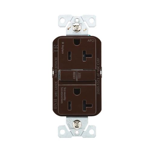Main product image of Slim Afci Receptacle, #14 -10 Awg 20A, 125V, Afci, Back & Side Wire, Brown, 5-20R, 2-Pole 3-Wire, TRAF20B