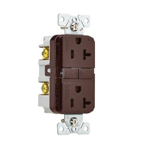 Main product image of Slim Afci Receptacle, #14 -10 Awg 20A, 125V, Afci, Back & Side Wire, Brown, 5-20R, 2-Pole 3-Wire, TRAF20B