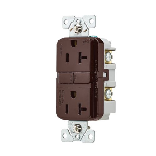 Main product image of Slim Afci Receptacle, #14 -10 Awg 20A, 125V, Afci, Back & Side Wire, Brown, 5-20R, 2-Pole 3-Wire, TRAF20B