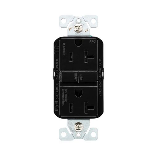 Main product image of Slim Afci Receptacle, #14 -10 Awg 20A, 125V, Afci, Back & Side Wire, Black, 5-20R, 2-Pole 3-Wire, TRAF20BK