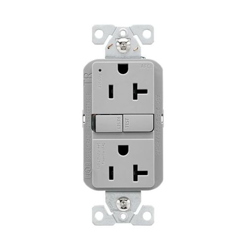 Main product image of Slim Afci Receptacle, #14 -10 Awg 20A, 125 V, Afci, Back & Side Wire, Gray, 5-20R, 2-Pole 3-Wire, TRAF20GY