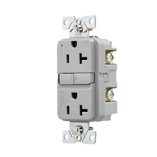 Main product image of Slim Afci Receptacle, #14 -10 Awg 20A, 125 V, Afci, Back & Side Wire, Gray, 5-20R, 2-Pole 3-Wire, TRAF20GY