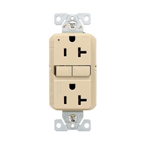Main product image of Slim Afci Receptacle, #14 -10 Awg 20A, 125V, Afci, Back & Side Wire, Ivory, 5-20R, 2-Pole 3-Wire, TRAF20V
