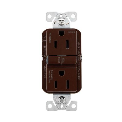 Main product image of Slim Afgf Receptacle, Self-Test, #14 -10 Awg 15A 125V, Afgf, Brown, 2-Pole 3-Wire, TRAG15B