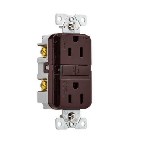 Main product image of Slim Afgf Receptacle, Self-Test, #14 -10 Awg 15A 125V, Afgf, Brown, 2-Pole 3-Wire, TRAG15B