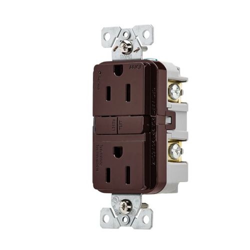 Main product image of Slim Afgf Receptacle, Self-Test, #14 -10 Awg 15A 125V, Afgf, Brown, 2-Pole 3-Wire, TRAG15B