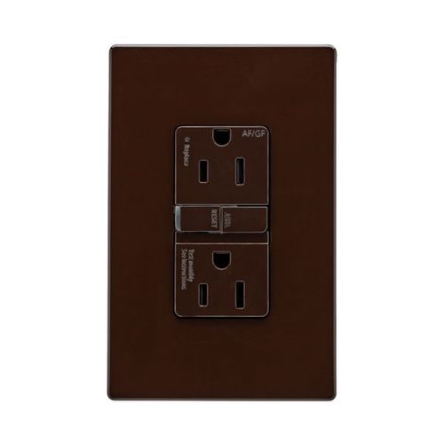 Main product image of Slim Afgf Receptacle, Self-Test, #14 -10 Awg 15A 125V, Afgf, Brown, 2-Pole 3-Wire, TRAG15B