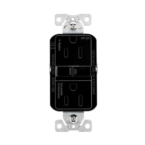 Main product image of Slim Afgf Receptacle, Self-Test, #14 -10 Awg 15A 125V, Afgf, Black, 2-Pole 3-Wire, TRAG15BK