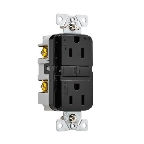 Main product image of Slim Afgf Receptacle, Self-Test, #14 -10 Awg 15A 125V, Afgf, Black, 2-Pole 3-Wire, TRAG15BK