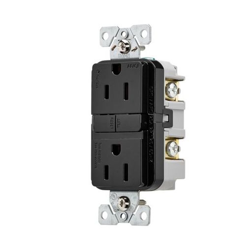 Main product image of Slim Afgf Receptacle, Self-Test, #14 -10 Awg 15A 125V, Afgf, Black, 2-Pole 3-Wire, TRAG15BK