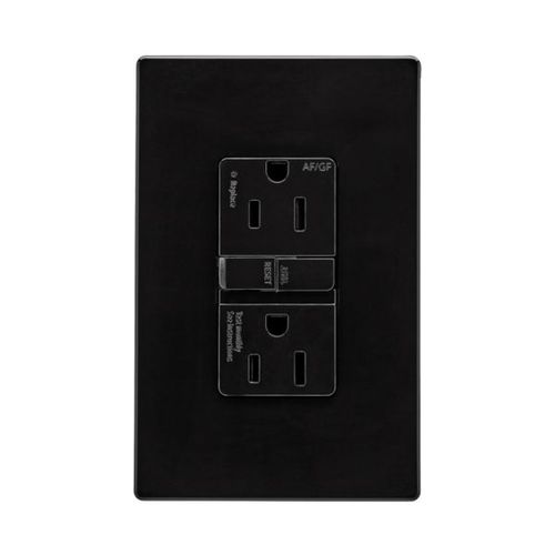 Main product image of Slim Afgf Receptacle, Self-Test, #14 -10 Awg 15A 125V, Afgf, Black, 2-Pole 3-Wire, TRAG15BK