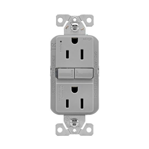 Main product image of Slim Afgf Receptacle, Self-Test, #14 -10 Awg 15A 125V, Afgf, Gray, 2-Pole 3-Wire, TRAG15GY