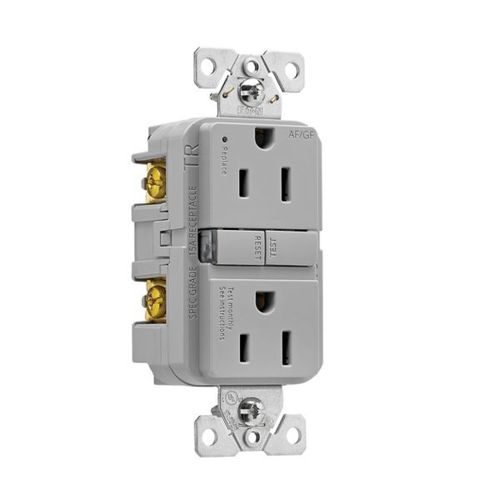 Main product image of Slim Afgf Receptacle, Self-Test, #14 -10 Awg 15A 125V, Afgf, Gray, 2-Pole 3-Wire, TRAG15GY