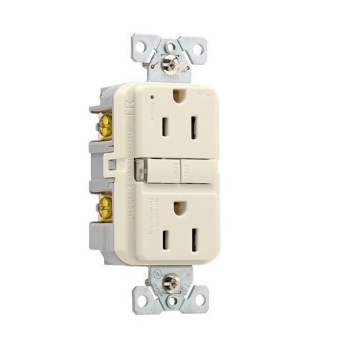 Main product image of Slim Afgf Receptacle, Self-Test, #14 -10 Awg 15A 125V, Afgf, Light Almond, 2-Pole 3-Wire, TRAG15LA