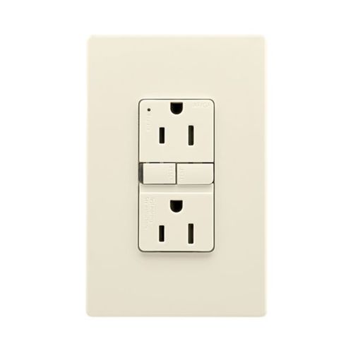 Main product image of Slim Afgf Receptacle, Self-Test, #14 -10 Awg 15A 125V, Afgf, Light Almond, 2-Pole 3-Wire, TRAG15LA