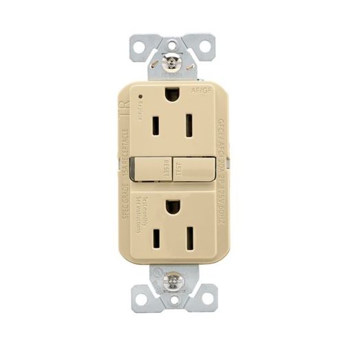 Main product image of Slim Afgf Receptacle, Self-Test, #14 -10 Awg 15A 125V, Afgf, Ivory, 2-Pole 3-Wire, TRAG15V