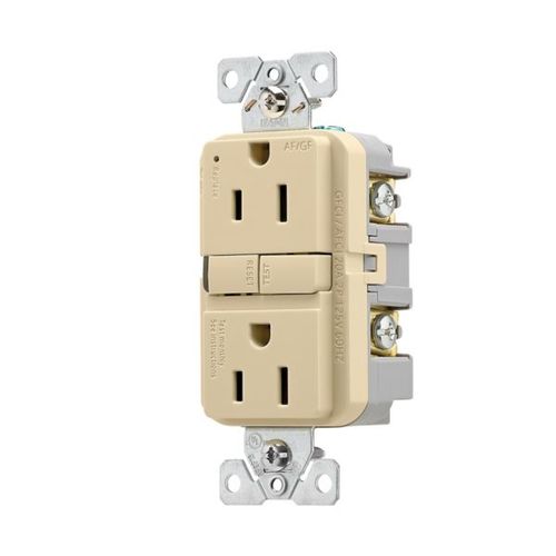 Main product image of Slim Afgf Receptacle, Self-Test, #14 -10 Awg 15A 125V, Afgf, Ivory, 2-Pole 3-Wire, TRAG15V