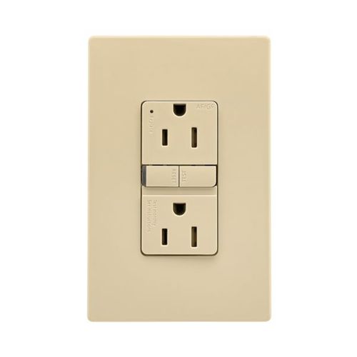 Main product image of Slim Afgf Receptacle, Self-Test, #14 -10 Awg 15A 125V, Afgf, Ivory, 2-Pole 3-Wire, TRAG15V