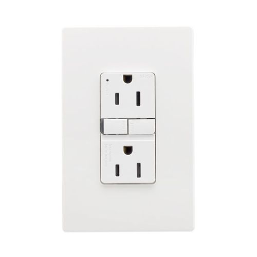 Main product image of Slim Afgf Receptacle, Self-Test, #14 -10 Awg 15A 125V, Afgf, Back & Side Wire, 2-Pole 3-Wire, TRAG15W