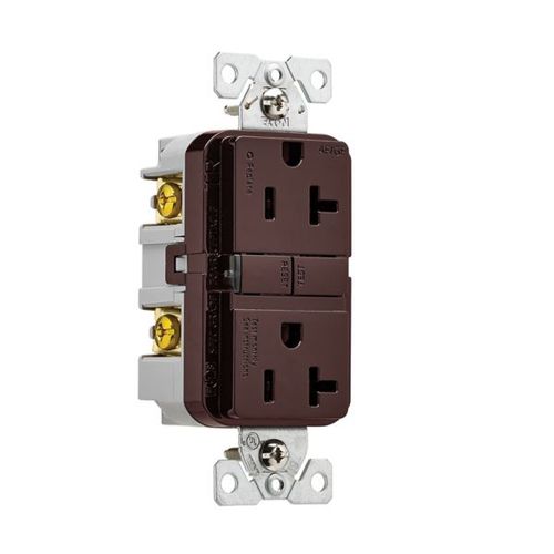 Main product image of Slim Afgf Receptacle, Self-Test, #14 -10 Awg 20A 125V, Afgf, Brown, 5-20R, 2-Pole 3-Wire, TRAG20B