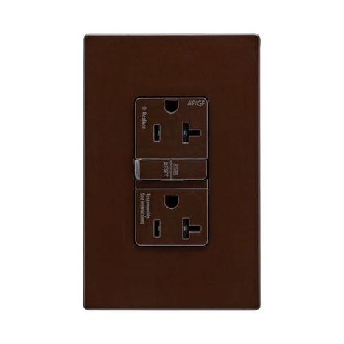 Main product image of Slim Afgf Receptacle, Self-Test, #14 -10 Awg 20A 125V, Afgf, Brown, 5-20R, 2-Pole 3-Wire, TRAG20B