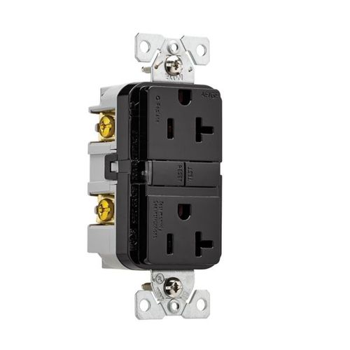 Main product image of Slim Afgf Receptacle, Self-Test, #14 -10 Awg 20A 125V, Afgf, Black, 5-20R, 2-Pole 3-Wire, TRAG20BK