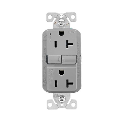 Main product image of Slim Afgf Receptacle, Self-Test, #14 -10 Awg 20A 125V, Afgf, Gray, 5-20R, 2-Pole 3-Wire, TRAG20GY