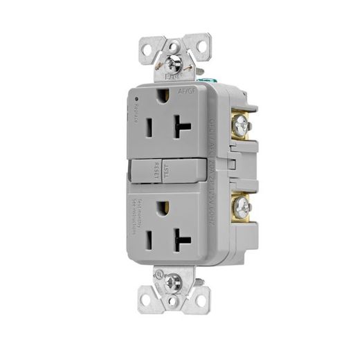 Main product image of Slim Afgf Receptacle, Self-Test, #14 -10 Awg 20A 125V, Afgf, Gray, 5-20R, 2-Pole 3-Wire, TRAG20GY