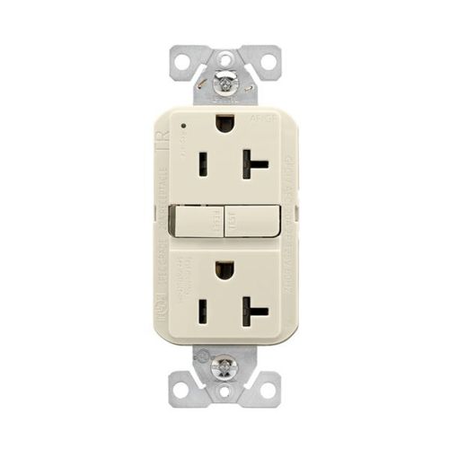 Main product image of Slim Afgf Receptacle, Self-Test, #14 -10 Awg 20A 125V, Afgf, Light Almond, 5-20R, 2-Pole 3-Wire, TRAG20LA
