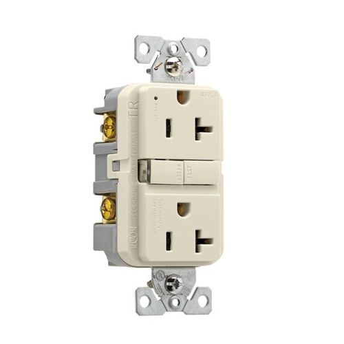 Main product image of Slim Afgf Receptacle, Self-Test, #14 -10 Awg 20A 125V, Afgf, Light Almond, 5-20R, 2-Pole 3-Wire, TRAG20LA
