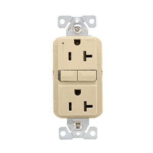Main product image of Slim Afgf Receptacle, Self-Test, #14 -10 Awg 20A 125V, Afgf, Ivory, 5-20R, 2-Pole 3-Wire, TRAG20V